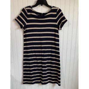 Talbots Dress Womens Small Casual 100% Cotton Striped‎ T-shirt Style Zip Closure